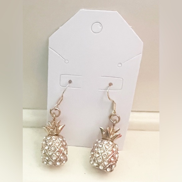 Sparkly Goldtone Pineapple Dangle Earrings with Rhinestones - New! - Picture 2 of 5